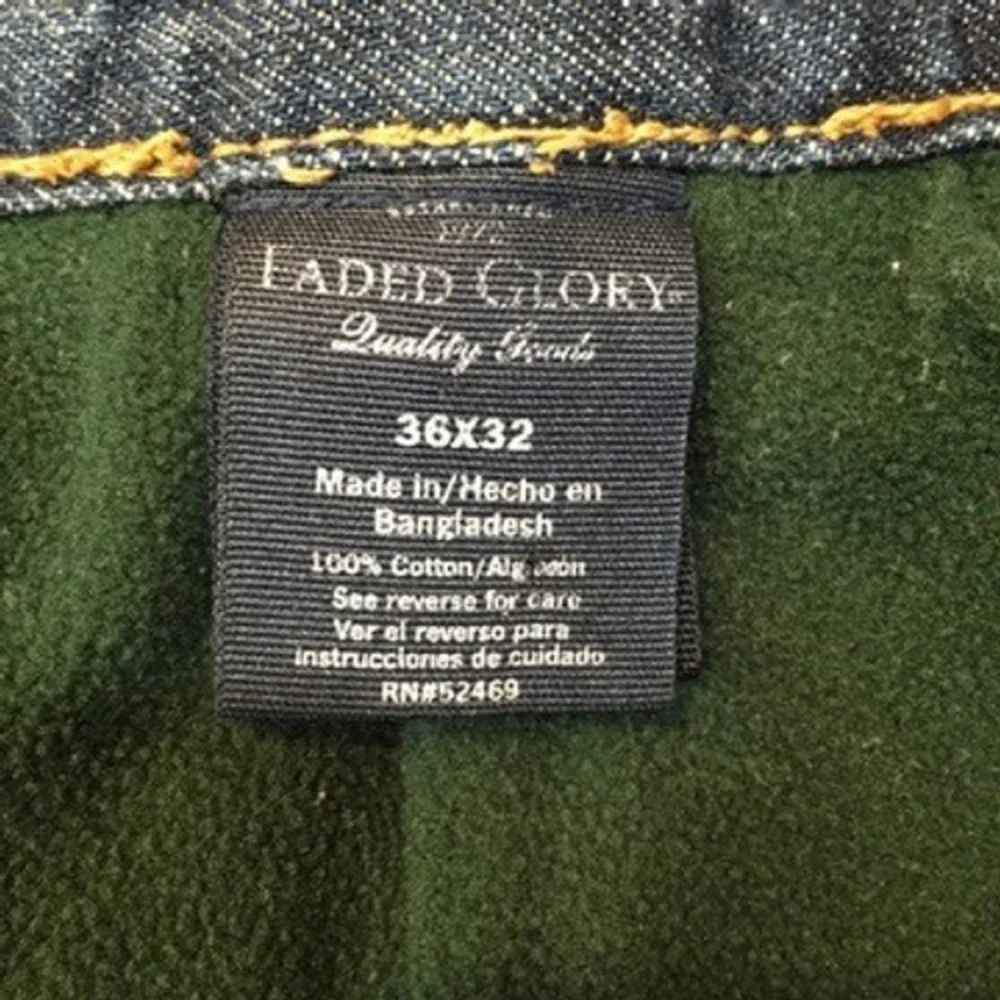 Faded Glory Fleece Lined Jeans Mens 36x32 Blue Denim Workwear Utility‎ Outdoor